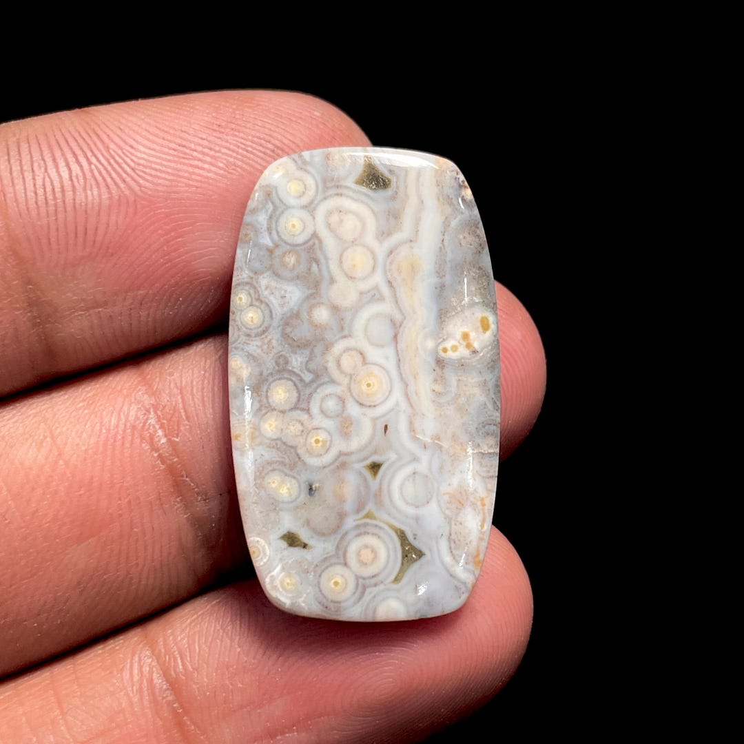 Natural Ocean Jasper Cabochon Cushion Size …32x18x3 Mm…18 Carat