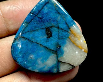 Natural Chrysocolla…Heart shape Cabochon size…38x37x6 MM…71 CTS..CA-20