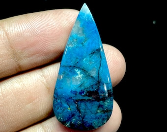 Natural Chrysocolla…Pear Cabochon size…40x19x5  MM…33 CTS..CA-16