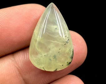 Green Prehnite Tourmaline  Cabochon Rutilated Prehnite Pear…25x16x8 mm, 29 Cts..np11
