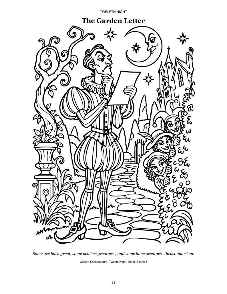 The Garden Letter Coloring Page - Shakespeare Printable PDF - Spooky ...