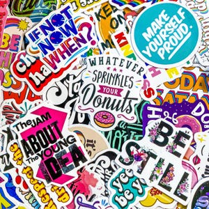 50 Random Motivational Quote Stickers, Positive Message Stickers, Uplifting Word Stickers, Waterproof Stickers for Journal and Laptop