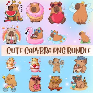 Capybara PNG Bundle, Cute Capybara Clipart for Sublimation & Stickers, Digital Download Animal Illustration,Png Clipart Bundle
