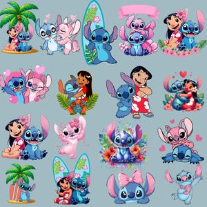 Clipart de acuarela de Lilo y Stitch, Clipart de Lilo y Stitch, Lilo lindo PNG, Stitch PNG, Ángel PNG, Stitch dibujado a mano Lilo, Cliparts de acuarela