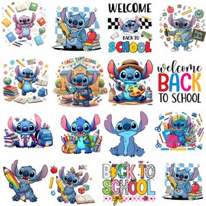 Stitch Back To School SVG Bundle, Clipart Stitch PNG, Stitch Clipart, Cute Back To School Clipart Good Quality, Digital Download