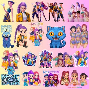 Huntrix Kpop Demon Hunters PNG SVG, Kpop Idol Group Shirt design,Girl Dinner Png,Saja Boys Girls Bands Png,Huntrix fans,Digital Download