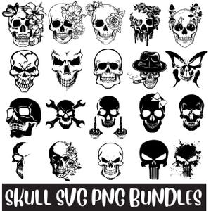 Skulls SVG Bundle, Skeleton svg Bundle, Skull Cut files for Cricut, Skull Clipart, Skull Silhouette, Skeleton svg, Skull Vector