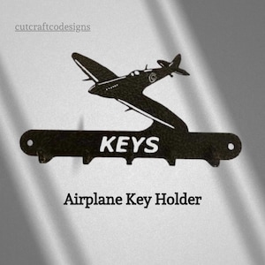 Airplane Key Holder: CNC Laser Cut Metal Aviation Wall Decor