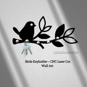 Laser Cut Bird Key Holder: Metal Wall Art, Nature Decor