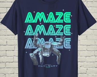 Project Hail Mary Shirt, Neon Rocky Alien Graphic Tee, Book Lover Birthday Gift For Sci Fi Nerd, Amaze Space Cyberpunk Clothing