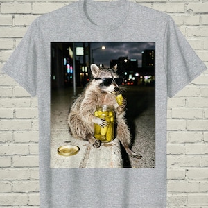 Funny Raccoon Shirt, Unhinged Pickle Meme, Trash Panda Clothing, Quirky Animal Tee, Gag Gift For Teen, Birthday Present Guy