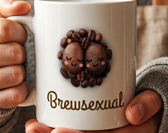 Brewsexual Mug, Funny Bisexual Coffee Cup, Bi Pride Gift for Coffee Lovers