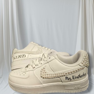 Wedding Shoes For Bride, Bridal Sneakers Personalized, Nike Air Force 1 Wedding Sneaker, Rhinestone Crystals Shoes, Personalized Bridal Gift