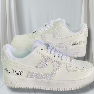 Wedding Shoes For Bride, Bridal Sneakers Personalized, Nike Air Force 1 Wedding Sneaker, Rhinestone Crystals Shoes, Personalized Bridal Gift
