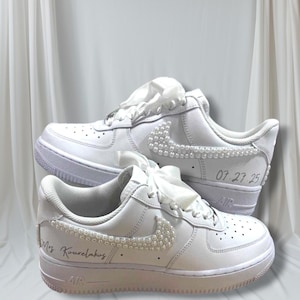 Wedding Shoes For Bride, Bridal Sneakers Personalized, Nike Air Force 1 Wedding Sneaker, Rhinestone Crystals Shoes, Personalized Bridal Gift