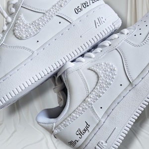 Wedding Shoes For Bride, Bridal Sneakers Personalized, Nike Air Force 1 Wedding Sneaker, Rhinestone Crystals Shoes, Personalized Bridal Gift