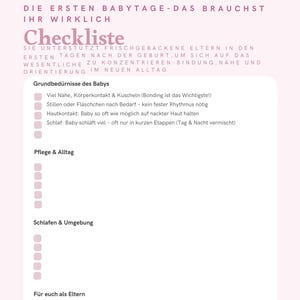 Checklist for the first days of your baby