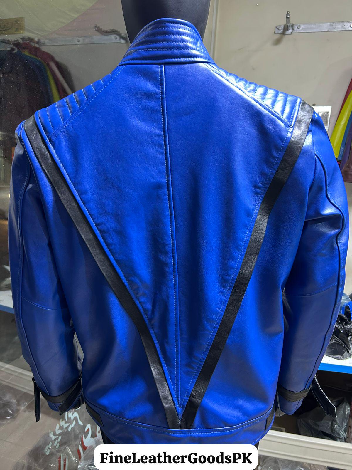 Michael Jackson Thriller Jacket – 80s Blue Vegan Leather Costume