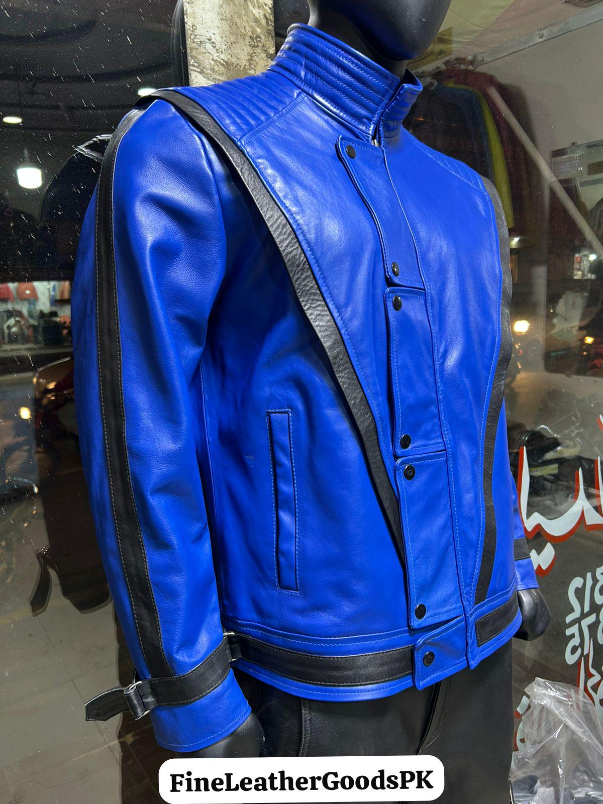 Michael Jackson Thriller Jacket – 80s Blue Vegan Leather Costume