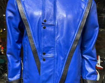 Michael Jackson Thriller Jacket – 80s Blue Vegan Leather Costume