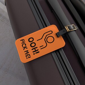 Bright Orange Acrylic Luggage Tag: Travel Accessory with Leather Strap