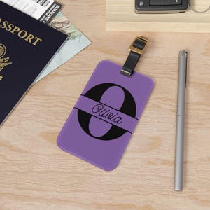 Personalized Purple Acrylic Luggage Tag: Custom Travel Bag Tag