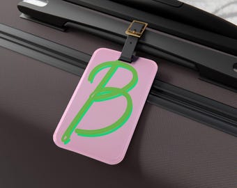 Personalized Neon Pink Luggage Tag: Custom Acrylic Travel Accessory