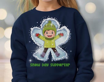 Snow Day Superhero Youth Sweatshirt: Cozy Winter Kids Crewneck