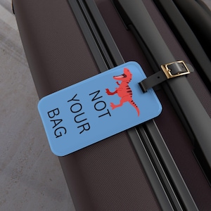 Dino Luggage Tag: Acrylic Dinosaur Travel Accessory with Leather Strap