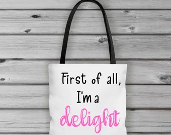 Divertida bolsa de lona "I'm A Delight": correas vibrantes de 5 colores