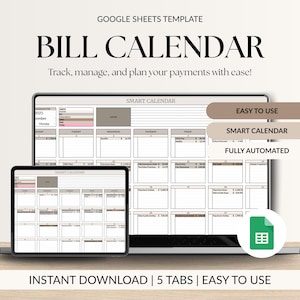 Planejador de contas inteligente, calendário, planilhas do Google, rastreador de pagamentos, calendário de contas, organizador de contracheque para casais