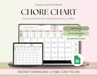 Printable Family Chore Chart Google Sheets Template Weekly Cleaning Checklist Daily Chore Chart for Kids Household Tasks Planner