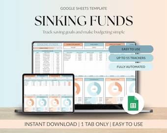 Google Sheets Sinking Funds Tracker Savings Spreadsheet Budget Planner Personal Finance Tracker Money Management Template