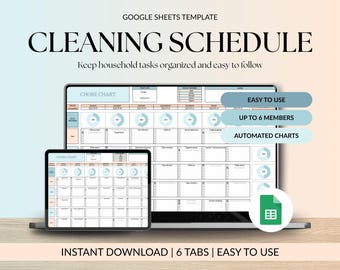 Google Sheets Cleaning Schedule Template Weekly Cleaning Planner Daily Cleaning Checklist Household Tasks Organizer Printable Planner