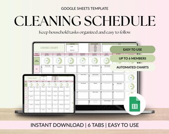 Printable Cleaning Schedule Google Sheets Template Weekly Cleaning Checklist Daily Planner Household Cleaning Organizer Task Tracker