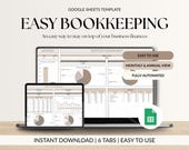 Easy Bookkeeping Template Small Business Finance Spreadsheet Income and Expense Tracker Profit & Loss Accounting Google Sheets Sales Tracker