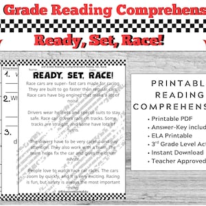 3rd Grade Reading Comprehension Worksheet Ready Set Race Reading Passage with Questions Homeschool Printable ELA Resource