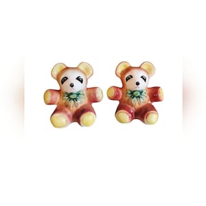 Vintage sitting teddy bear salt and pepper shakers