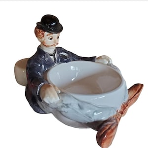 Vintage ceramic man shaving scuttle