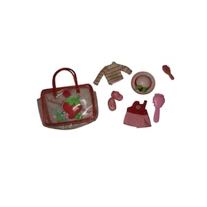 Mini vintage Strawberry Shortcake tote bag and accessories