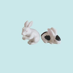 Miniature vintage ceramic bunny figurines