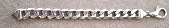 Large Heavy Solid Silver 925 Statement Bracelet 7… - image 3