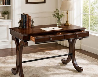 Vintage Solid Wood Writing Desk with Drawer Farmhouse Home Office Table Solid Wood Desk Classic Study Table Traditional Workspace Desk