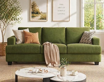 Modern 3-Seater Couch with Extra Deep Seating and Corduroy Fabric