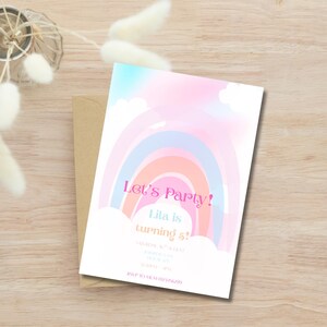 Editable Rainbow Party Invitation – Canva Template – Printable Birthday Invite – Instant Download