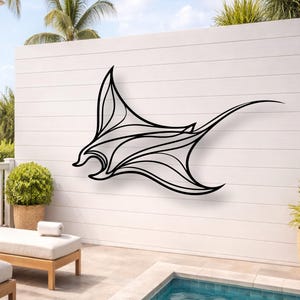 Manta Ray Metal Wall Art SVG DXF | Coastal Ocean Decor | Laser Cut File