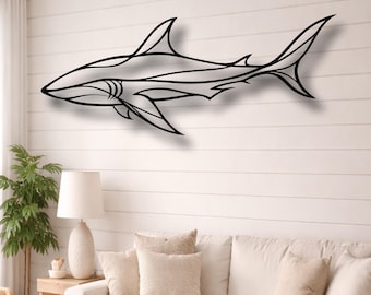 Shark Silhouette Metal Wall Art | Ocean Themed Room Decor | Laser Cut Plasma File