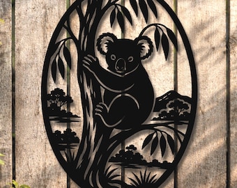 Koala Laser Cut File, Australian Wildlife Metal Wall Art, SVG Glowforge (DXF)