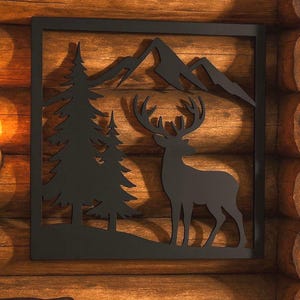 Deer Mountain Metal Wall Art DXF File: CNC Plasma Laser Cut Template (Digital Download)