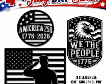 4th of July Laser Cut Files Bundle, Patriotic DXF SVG (Digital Download)